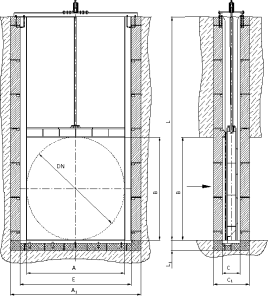 Схема глубинного щитового затвора